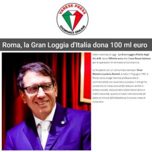 Varese Press - Roma, la Gran Loggia d'Italia dona 100 ml euro