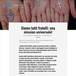 Luciano Romoli, in linea con i valori della G.L.D.I., porta il pensiero laico nella "Conferenza Mondiale permanente delle Religioni per l’Umanità e la Pace”  - (O.R.U. - Organization Religions Union)